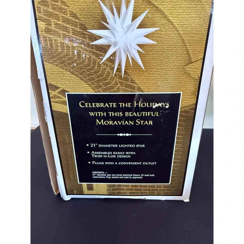 Vintage Moravian Star 21in Illuminated Hanging Star Light Christmas Advent Decor